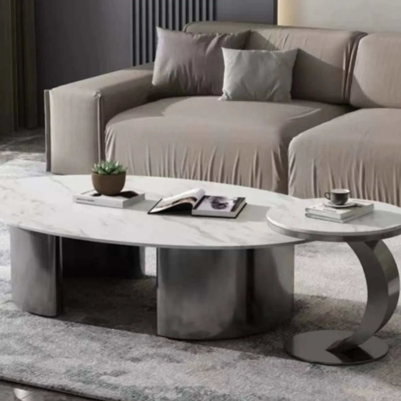 Petite table d'appoint ronde classique en métal pour salon