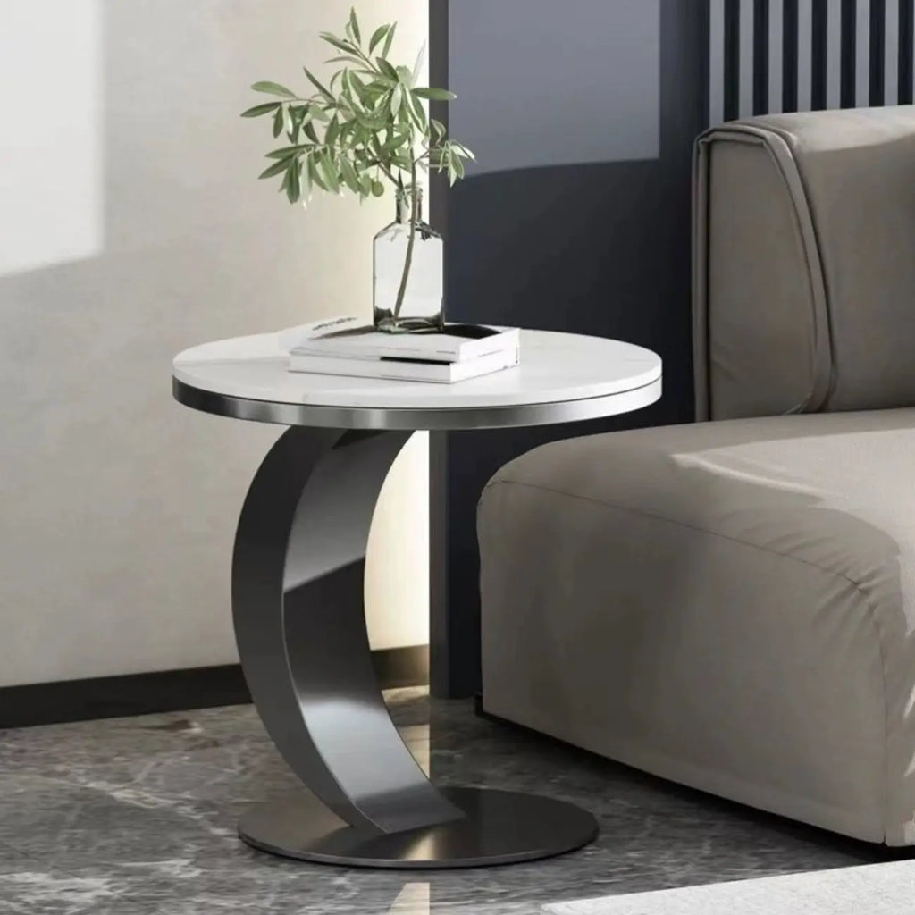 Petite table d'appoint ronde classique en métal pour salon