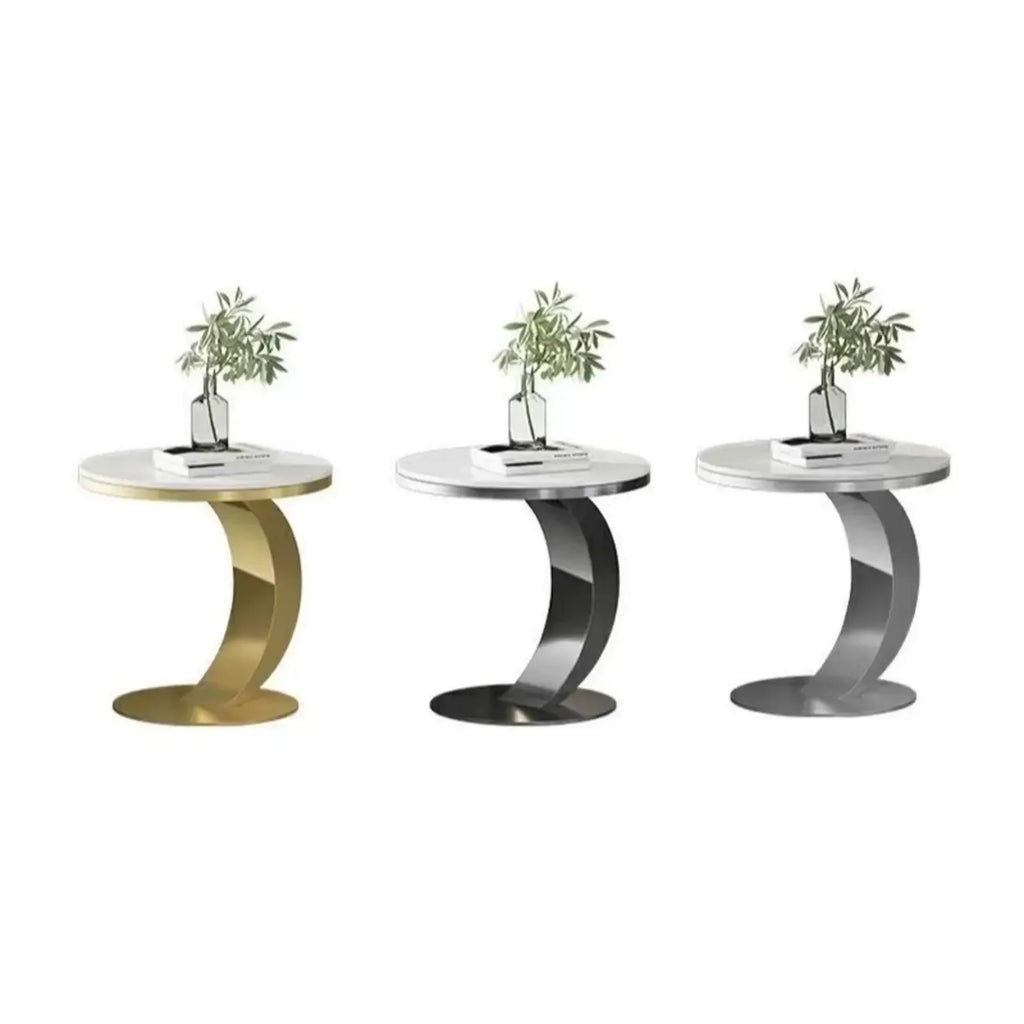 Petite table d'appoint ronde classique en métal pour salon