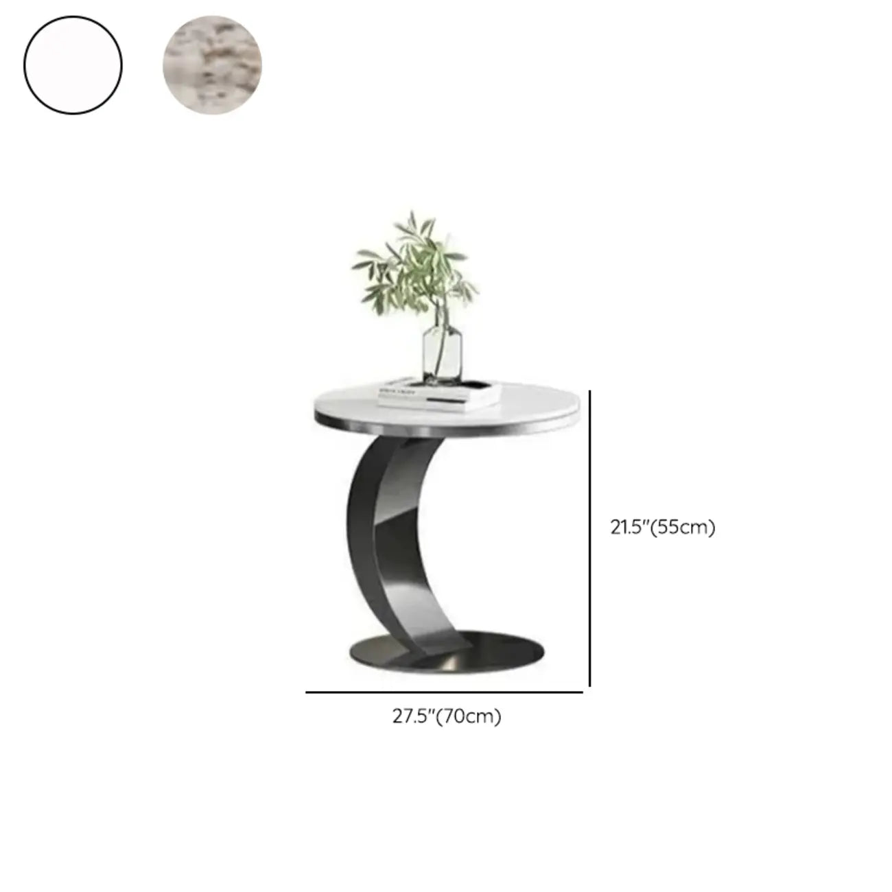 Petite table d'appoint ronde classique en métal pour salon
