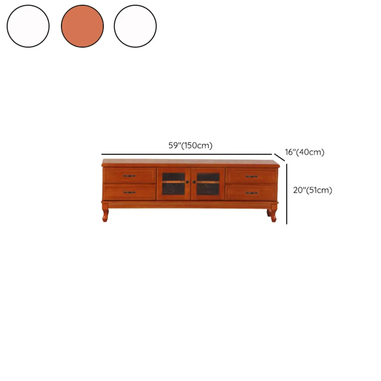 Mobile TV rettangolare in legno bianco stile country francese con contenitore