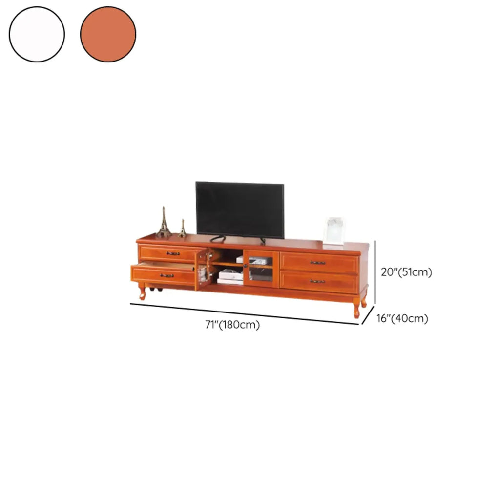Mobile TV rettangolare in legno bianco stile country francese con contenitore
