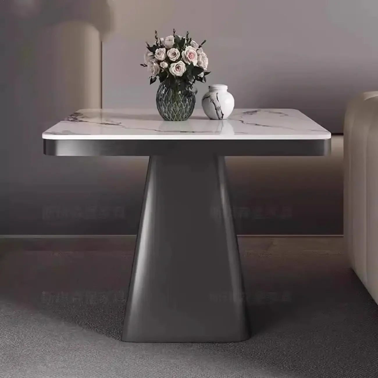 Table d'appoint carrée en marbre noir pour salon