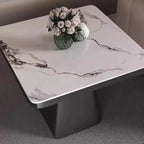 Table d'appoint carrée en marbre noir pour salon