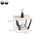 Table d'appoint moderne carrée en marbre gris avec rangement