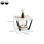 Table d'appoint moderne carrée en marbre gris avec rangement