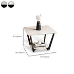 Table d'appoint moderne carrée en marbre gris avec rangement