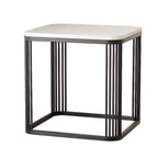 Table d'appoint carrée glamour en métal et marbre pour salon