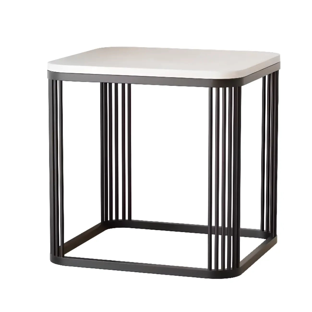 Table d'appoint carrée glamour en métal et marbre pour salon
