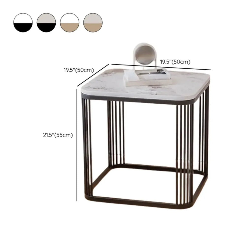 Table d'appoint carrée glamour en métal et marbre pour salon