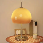 Lampe de table en verre dégradé caramel avec socle en acier inoxydable