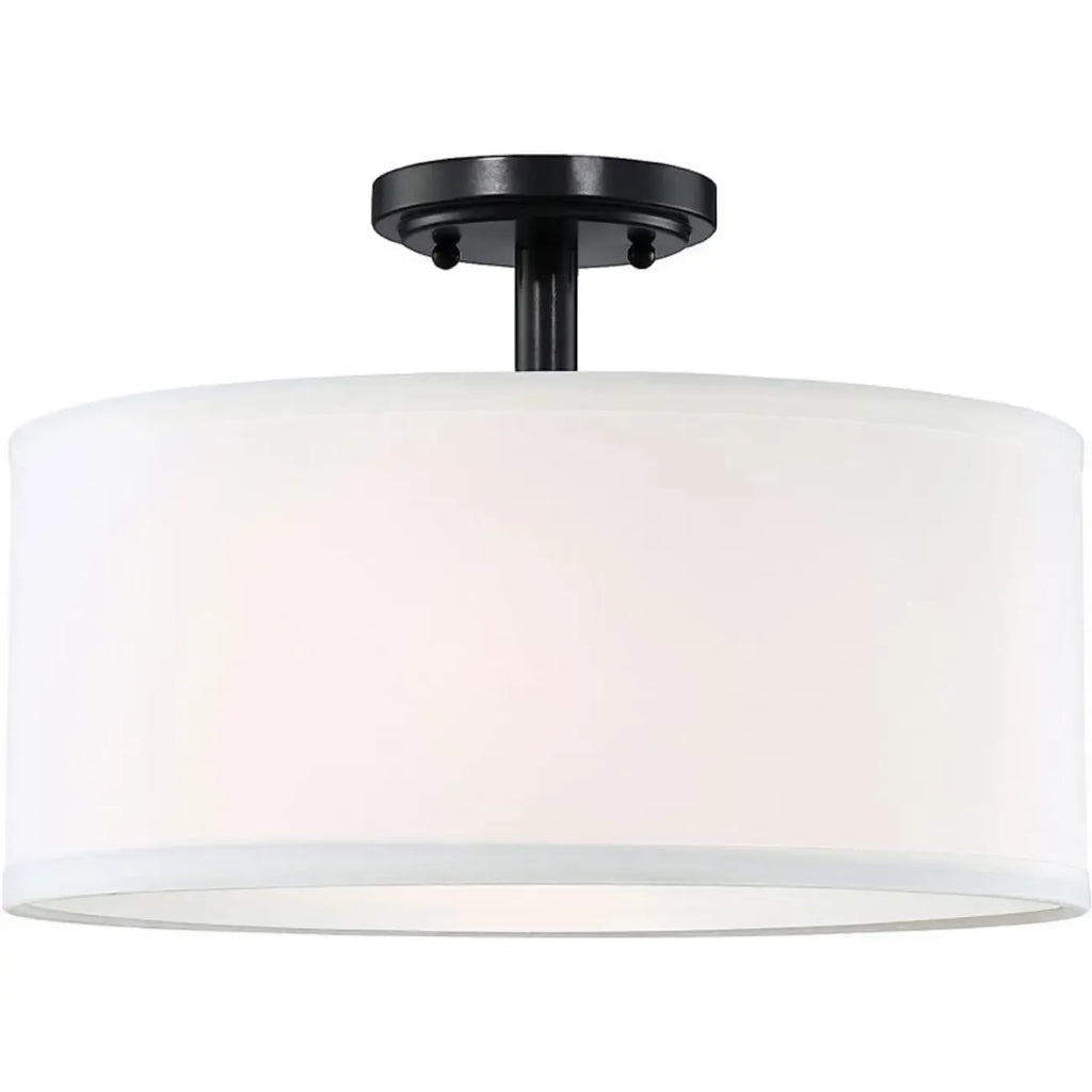 Plafonnier semi-encastré cylindrique à LED en tissu pour salon