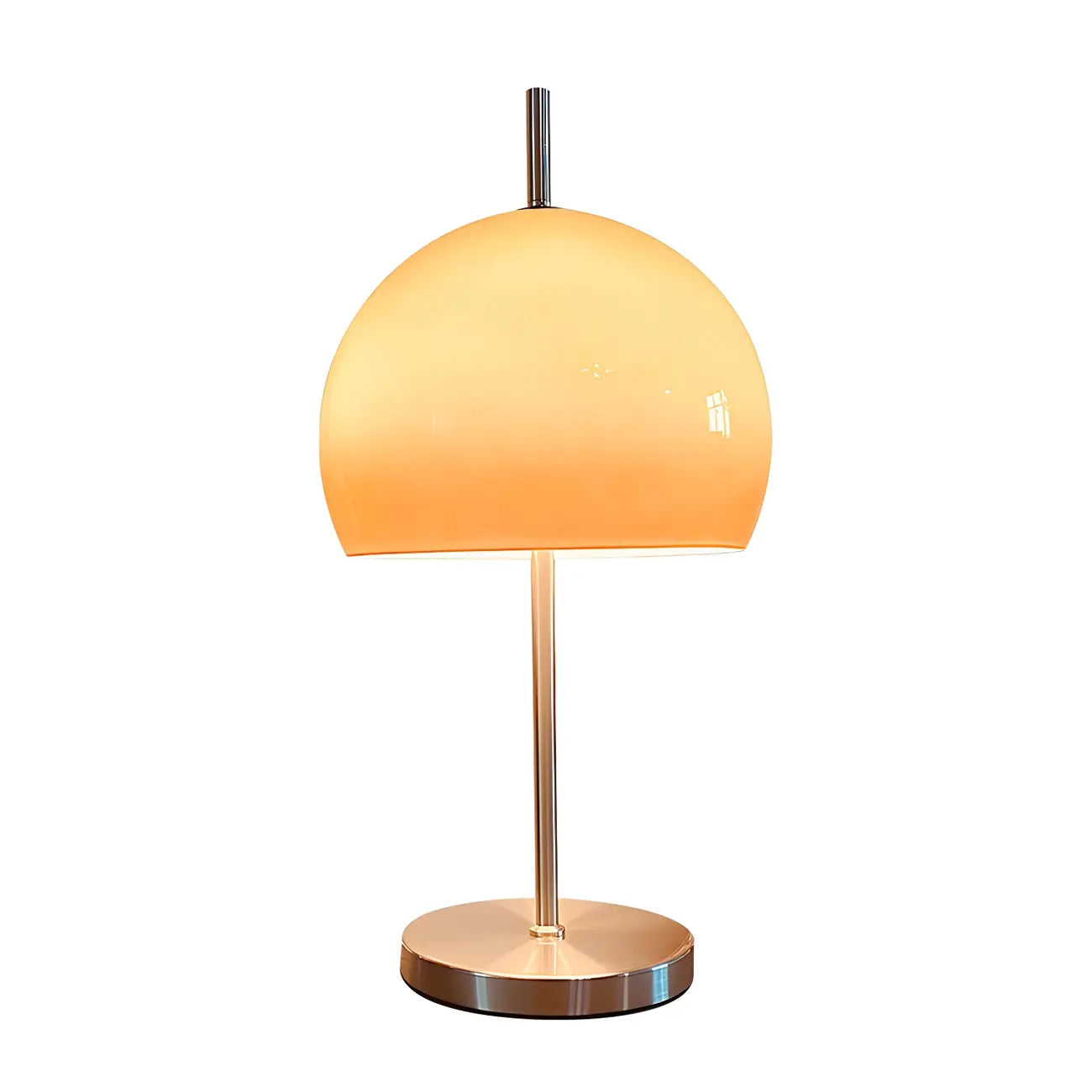 Lampe de table en verre dégradé caramel avec socle en acier inoxydable
