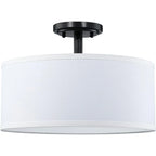 Plafonnier semi-encastré cylindrique à LED en tissu pour salon