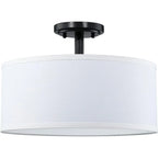 Plafonnier semi-encastré cylindrique à LED en tissu pour salon