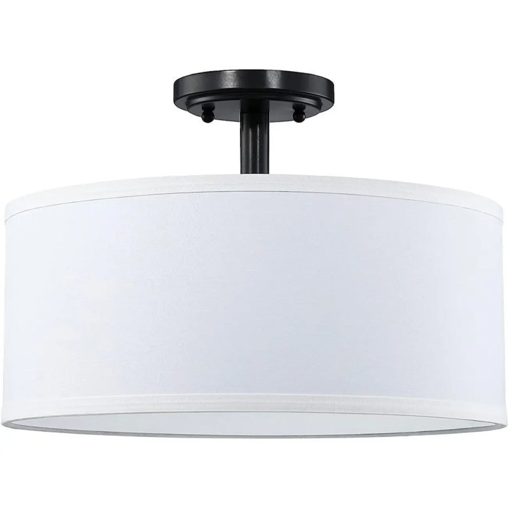 Plafonnier semi-encastré cylindrique à LED en tissu pour salon