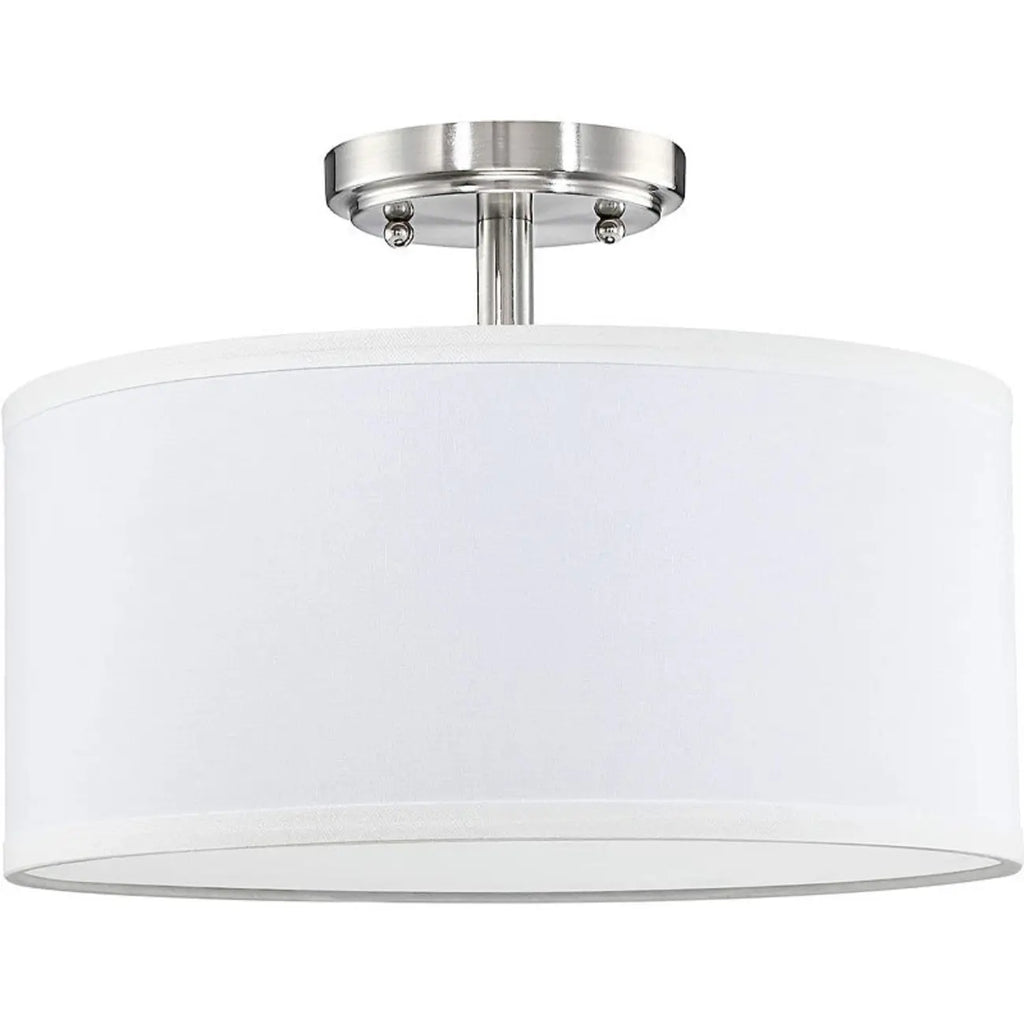 Plafonnier semi-encastré cylindrique à LED en tissu pour salon