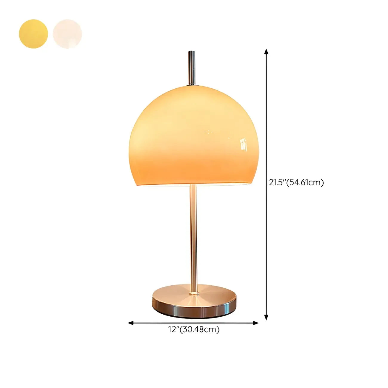 Lampe de table en verre dégradé caramel avec socle en acier inoxydable