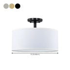 Plafonnier semi-encastré cylindrique à LED en tissu pour salon