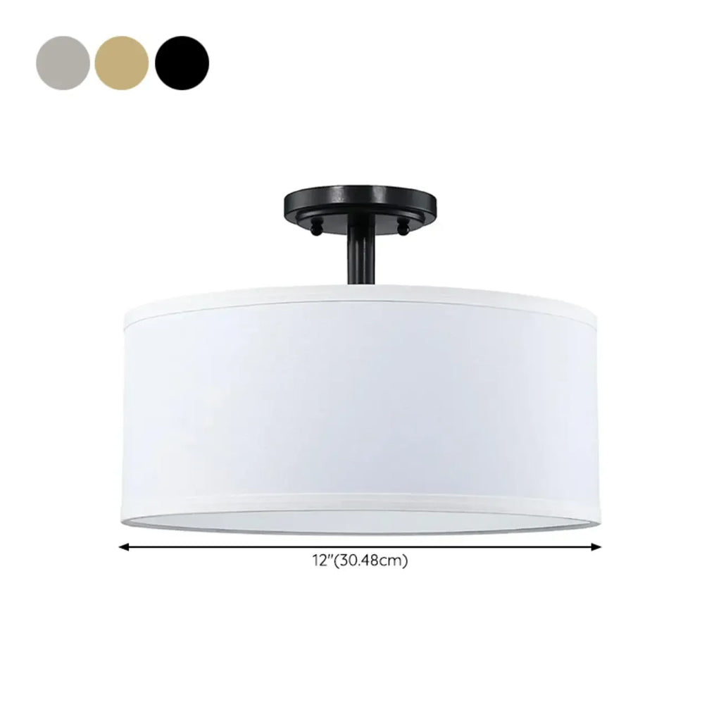 Plafonnier semi-encastré cylindrique à LED en tissu pour salon