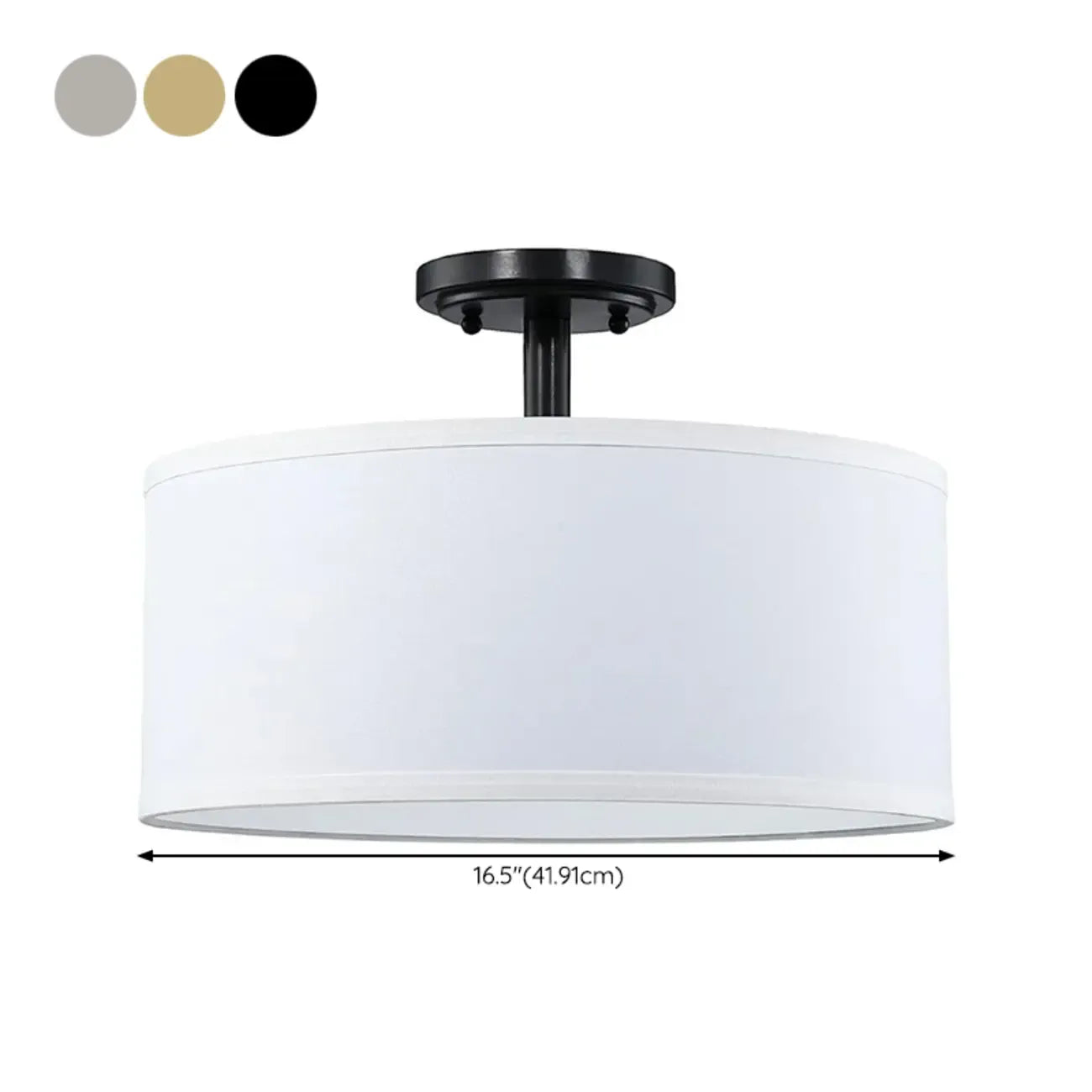 Plafonnier semi-encastré cylindrique à LED en tissu pour salon