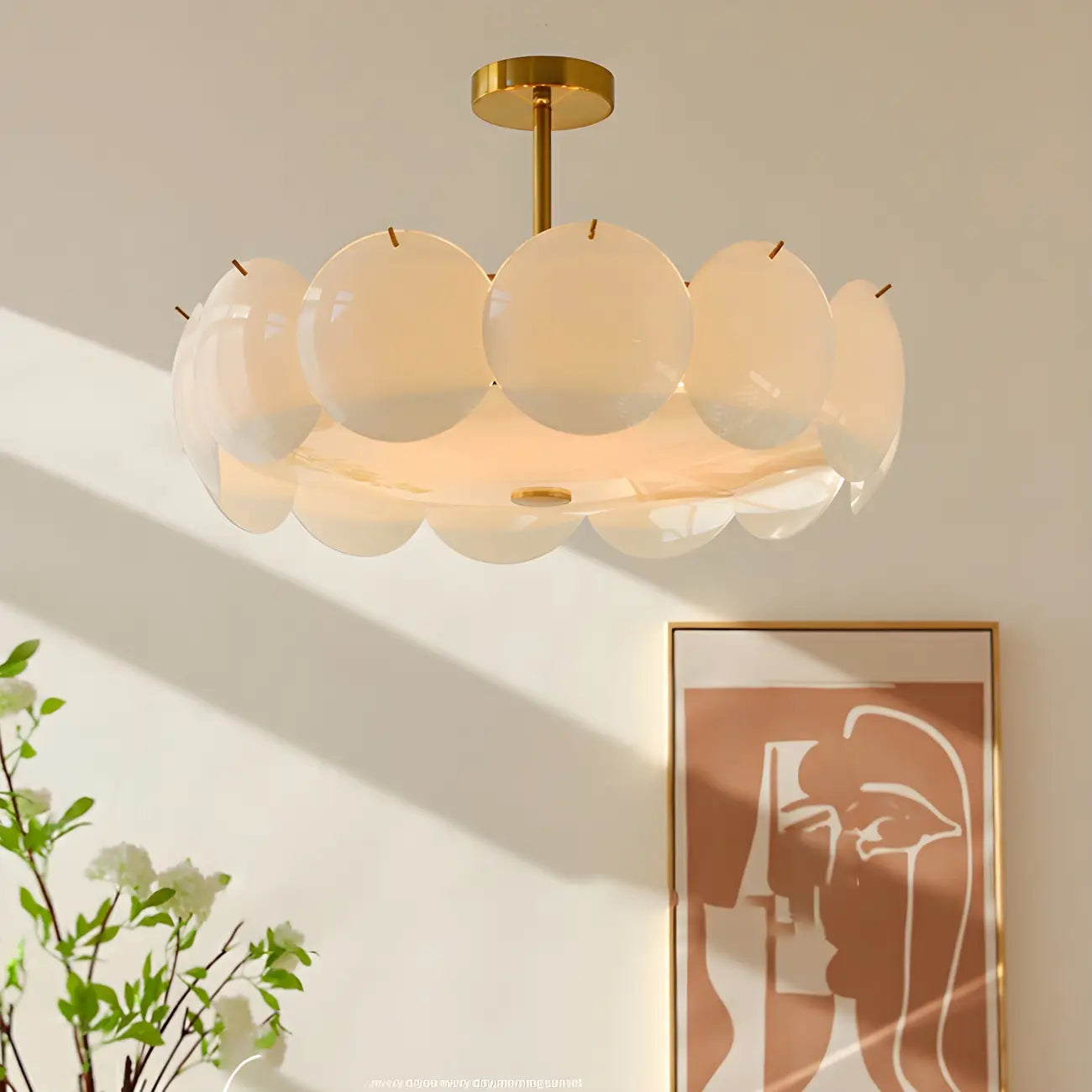 Plafonnier rond géométrique pour salon moderne
