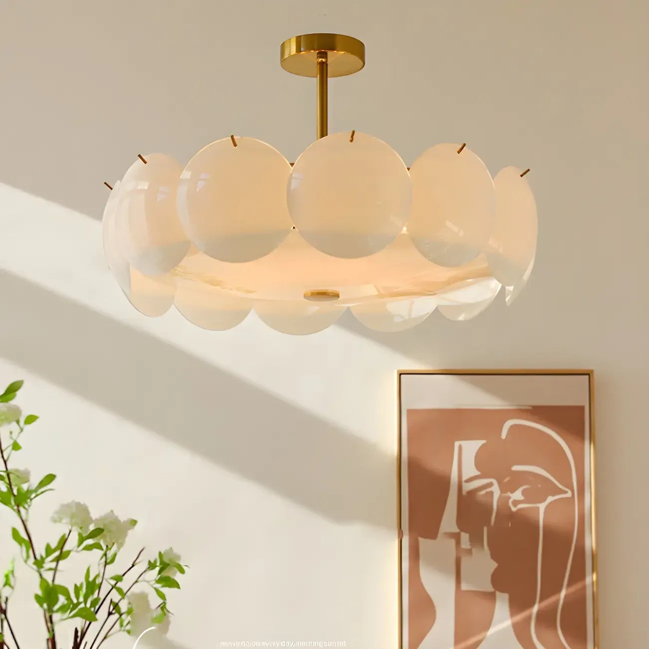 Plafonnier rond géométrique pour salon moderne