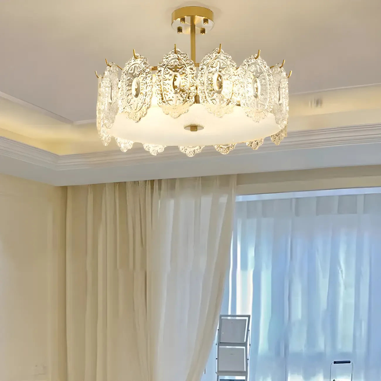 Plafonnier rond géométrique pour salon moderne