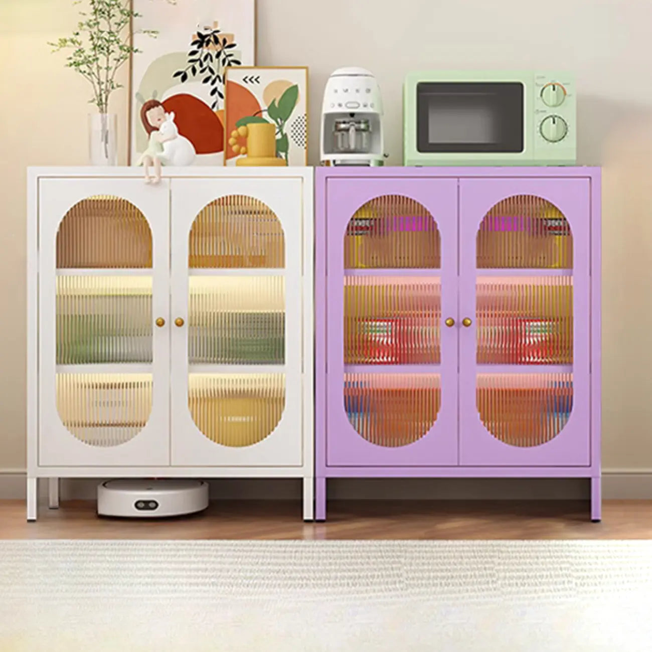 Meuble moderne indépendant pour salon avec porte vitrée