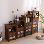 Armoire à tiroirs rectangulaire industrielle en bois brun
