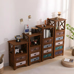 Armoire à tiroirs rectangulaire industrielle en bois brun