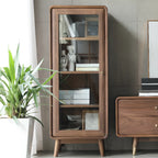 Mobiletto con 2 cassetti marrone, stile Mid-Century, con anta in vetro