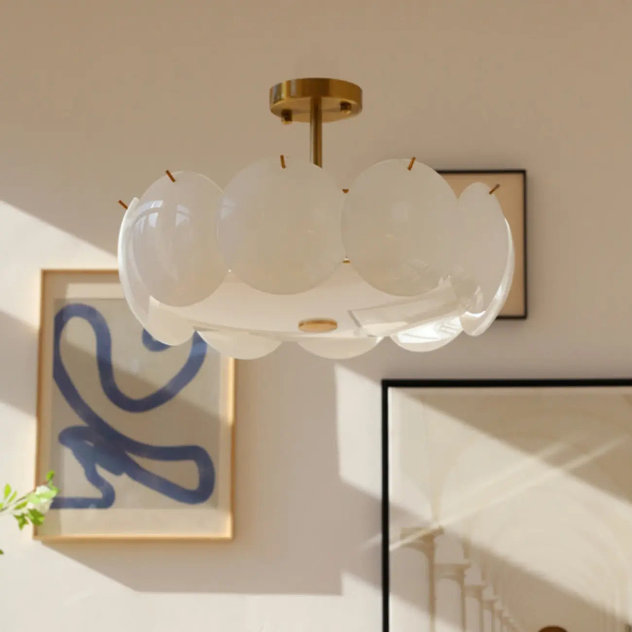 Plafonnier rond géométrique pour salon moderne