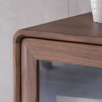 Mobiletto con 2 cassetti marrone, stile Mid-Century, con anta in vetro