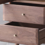Mobiletto con 2 cassetti marrone, stile Mid-Century, con anta in vetro