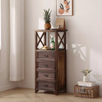 Armoire à tiroirs rectangulaire industrielle en bois brun