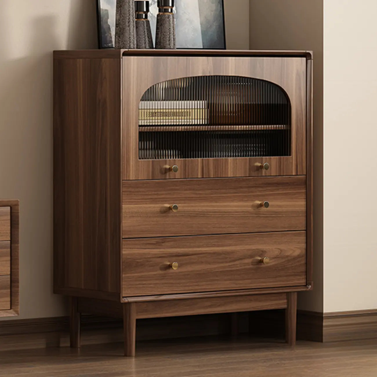 Meuble de rangement moderne du milieu du siècle pour salon, porte vitrée