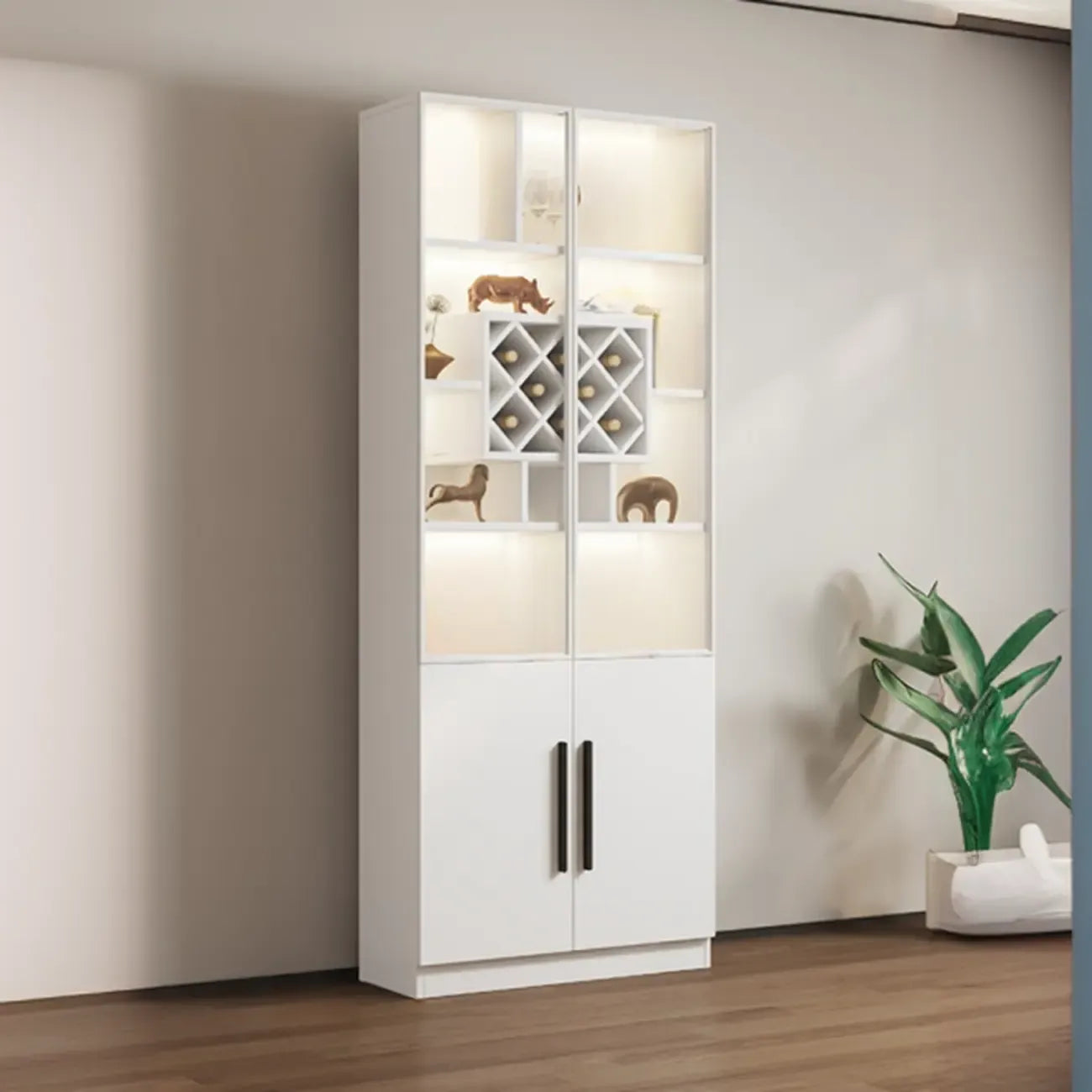 79 Mobile contenitore moderno in legno illuminato per esposizione in interni