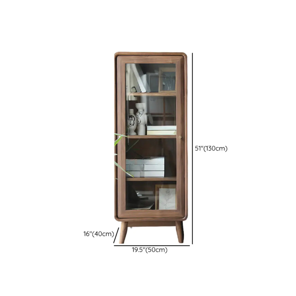 Mobiletto con 2 cassetti marrone, stile Mid-Century, con anta in vetro