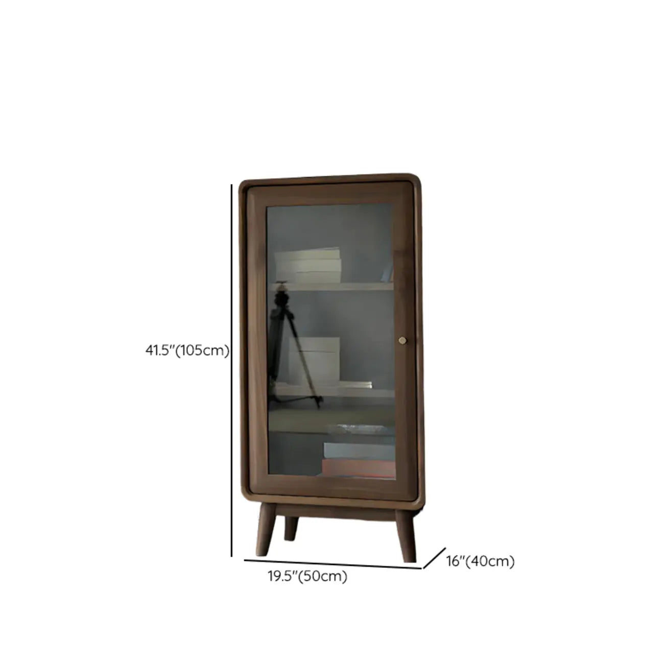 Mobiletto con 2 cassetti marrone, stile Mid-Century, con anta in vetro
