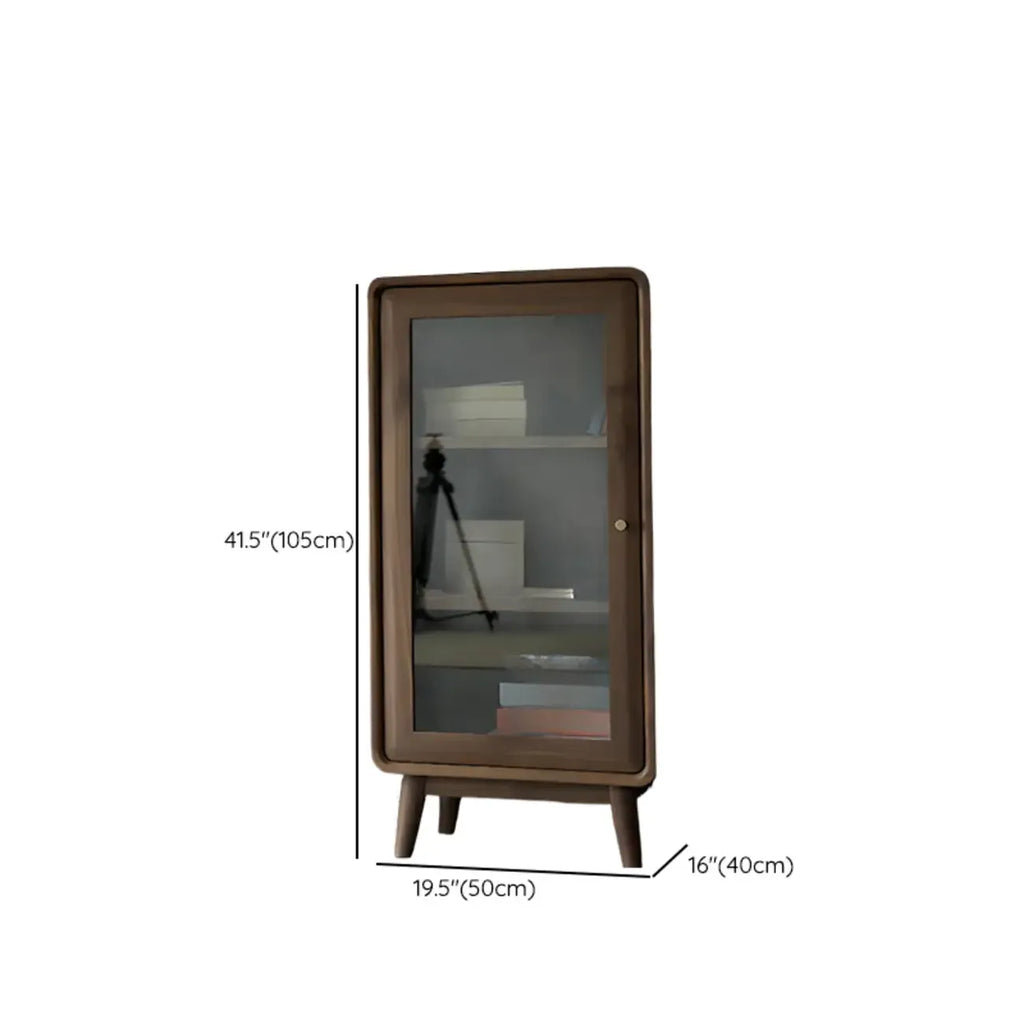 Mobiletto con 2 cassetti marrone, stile Mid-Century, con anta in vetro