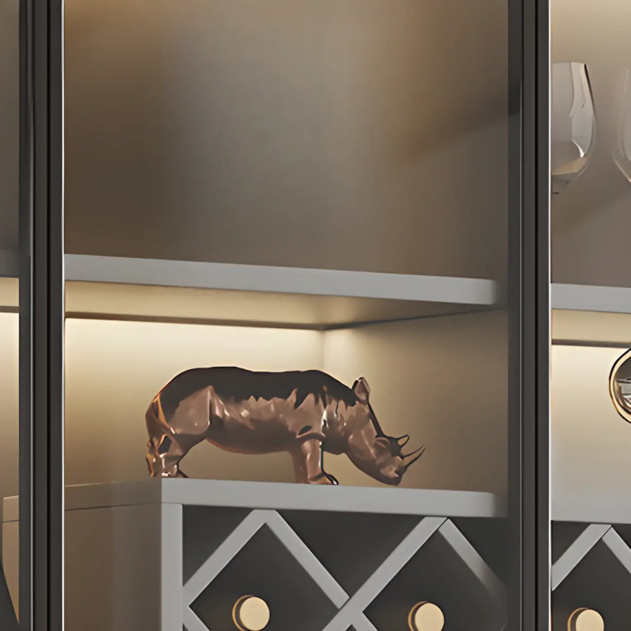 79 Mobile contenitore moderno in legno illuminato per esposizione in interni