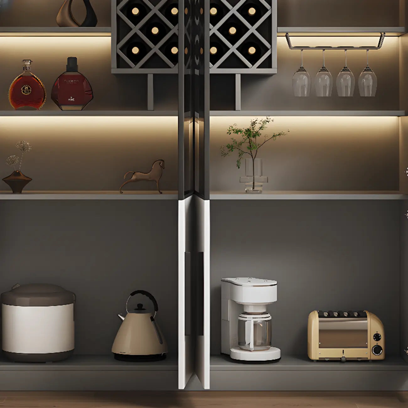 79 Mobile contenitore moderno in legno illuminato per esposizione in interni