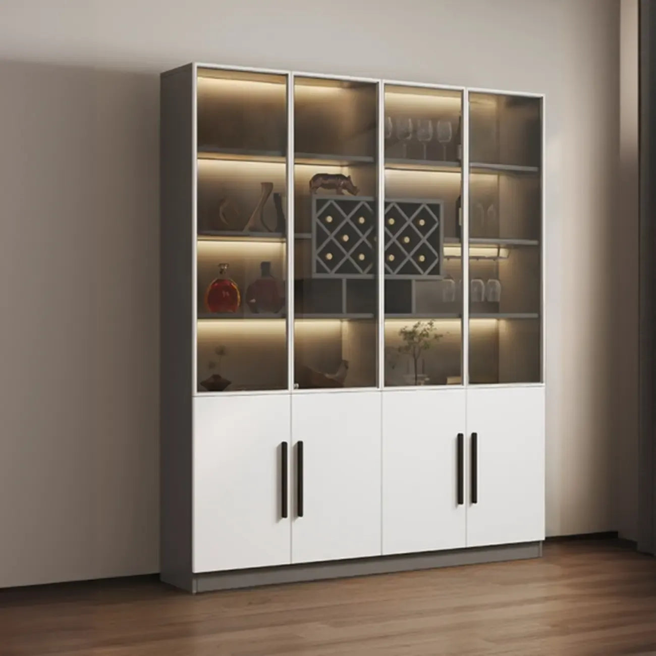 79 Mobile contenitore moderno in legno illuminato per esposizione in interni