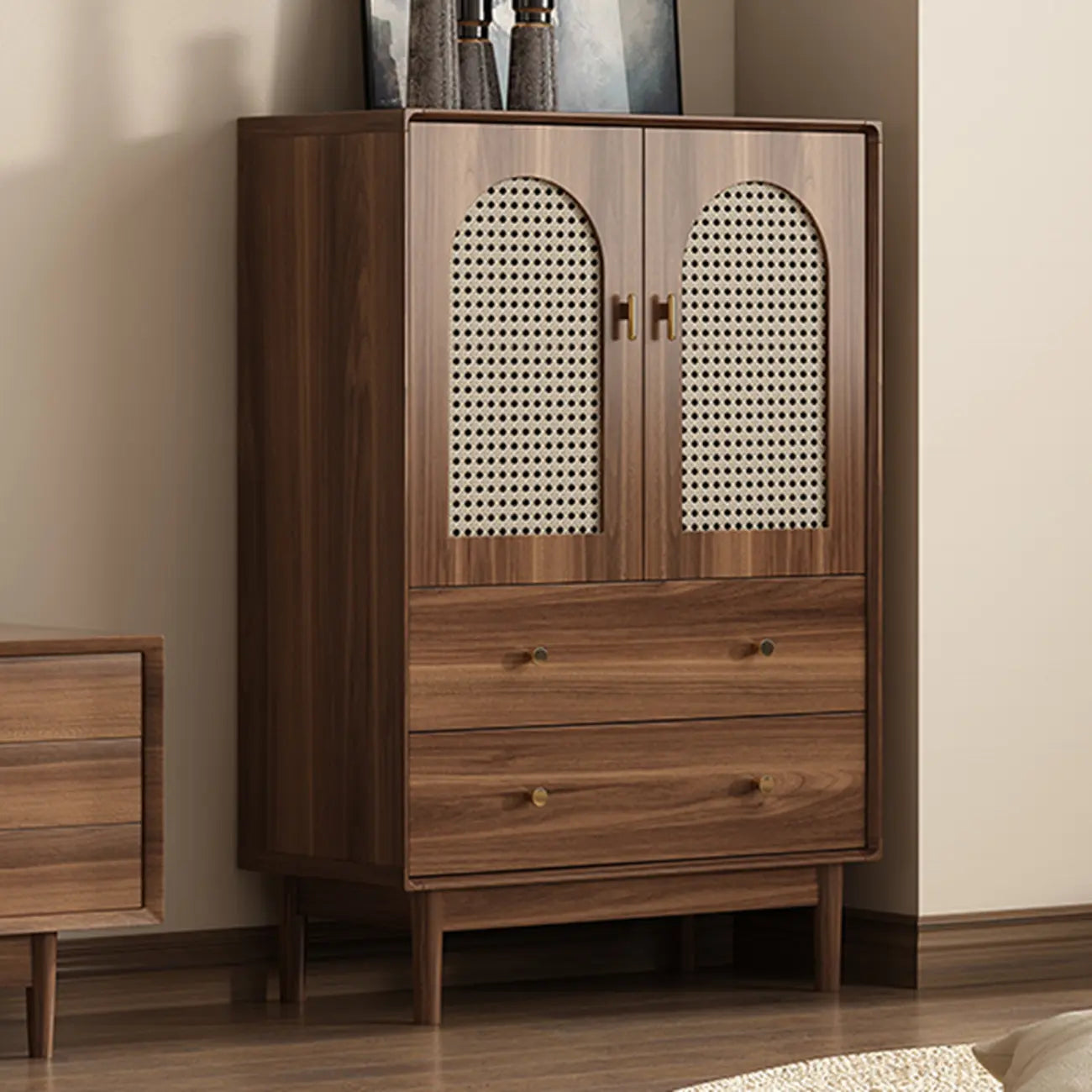 Meuble de rangement moderne du milieu du siècle pour salon, porte vitrée