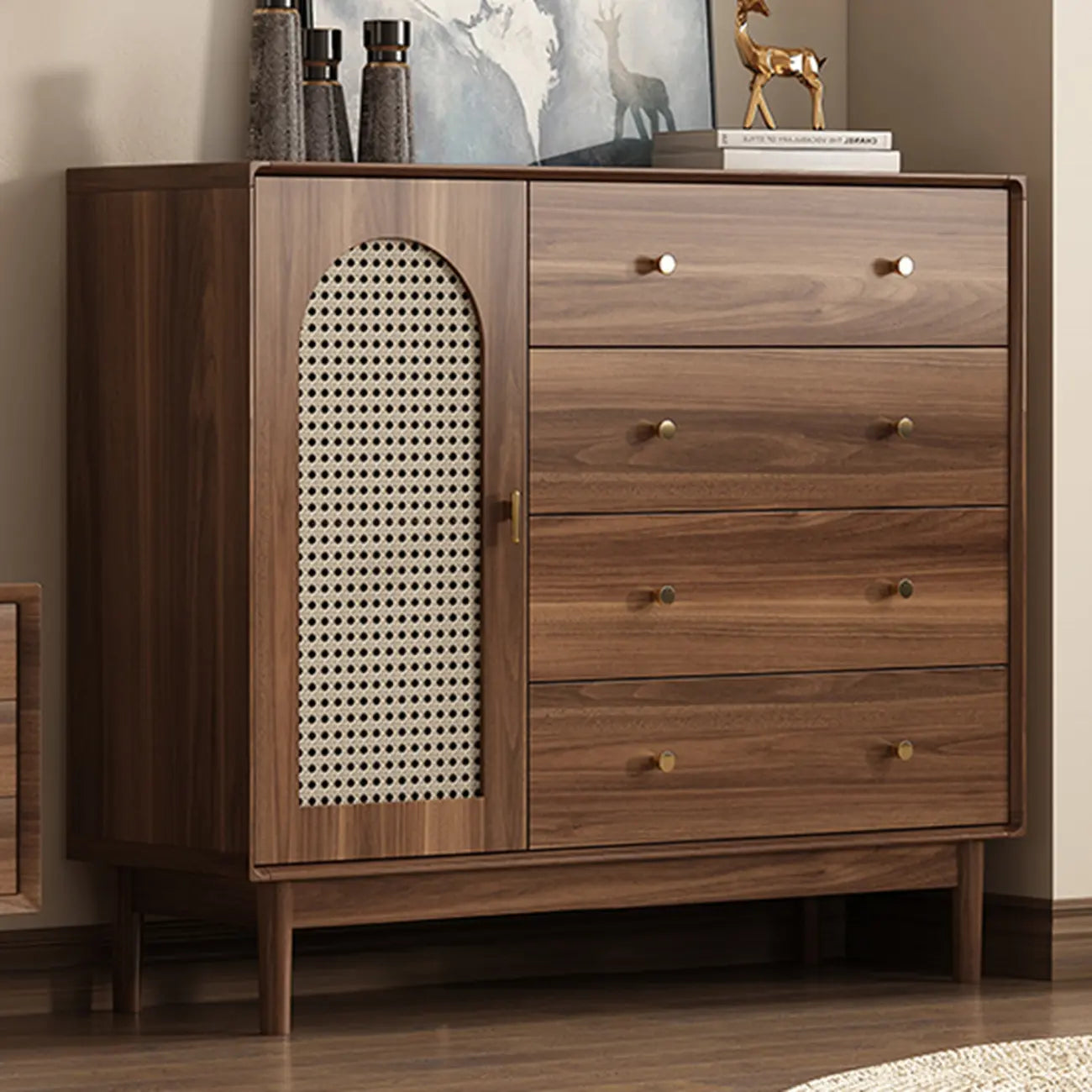 Meuble de rangement moderne du milieu du siècle pour salon, porte vitrée