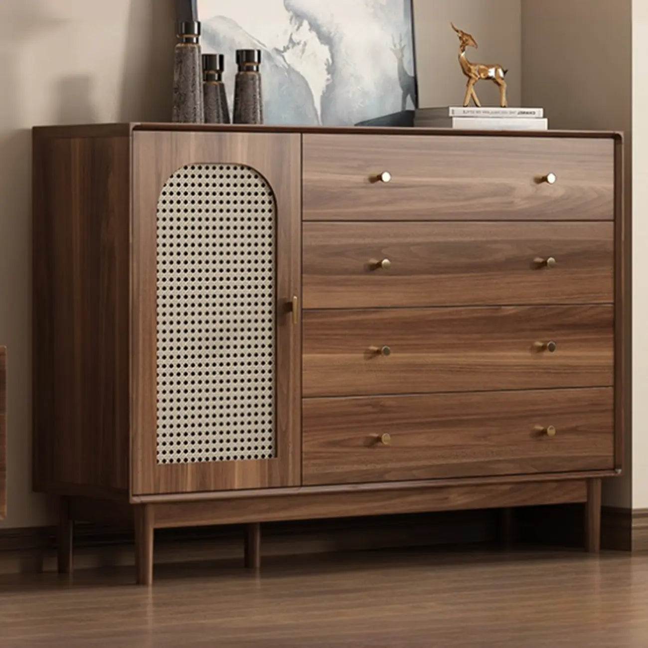 Meuble de rangement moderne du milieu du siècle pour salon, porte vitrée
