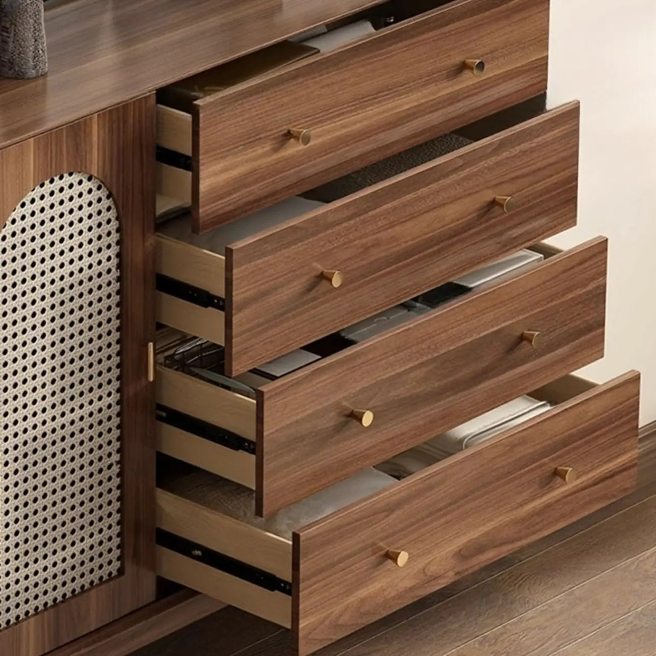 Meuble de rangement moderne du milieu du siècle pour salon, porte vitrée