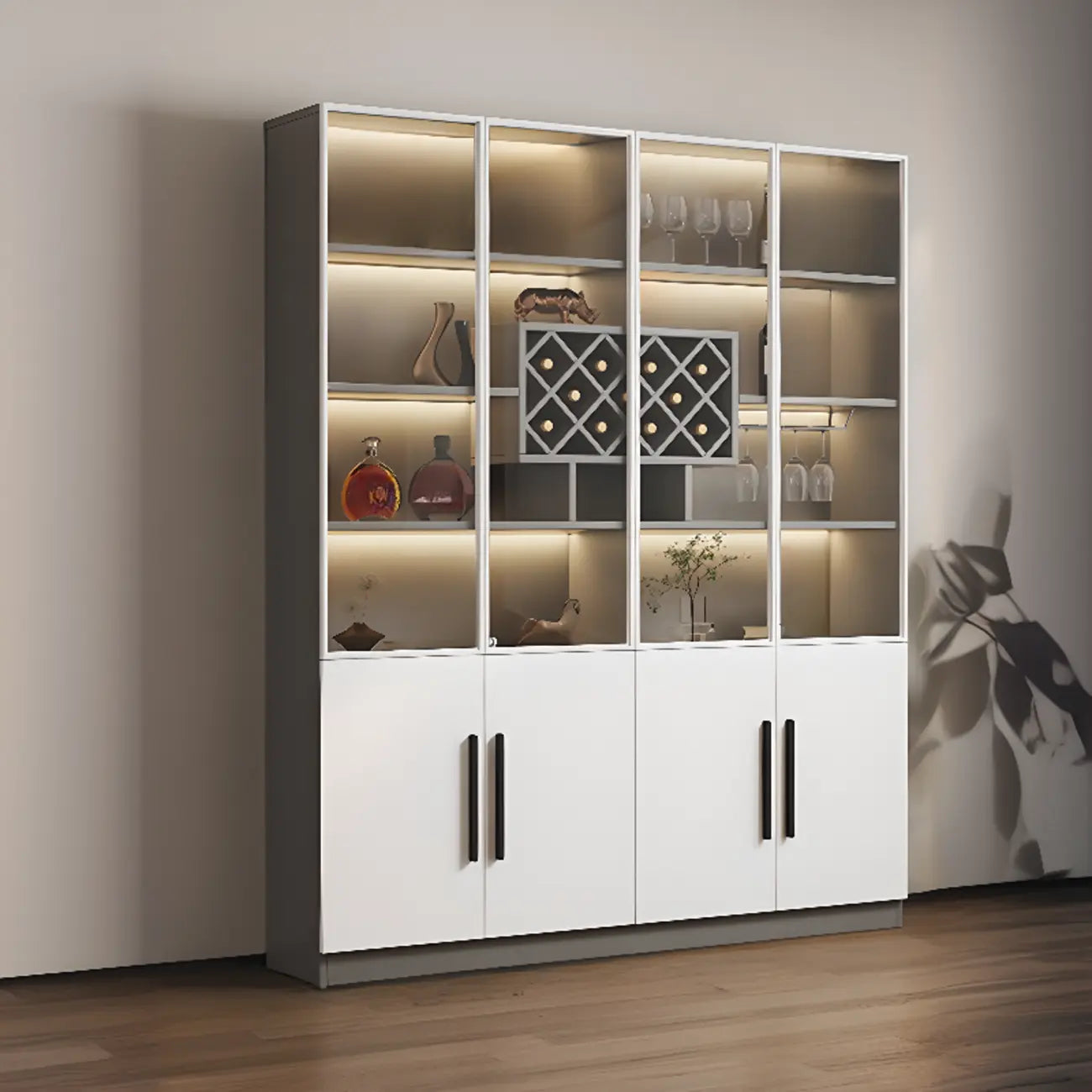 79 Mobile contenitore moderno in legno illuminato per esposizione in interni