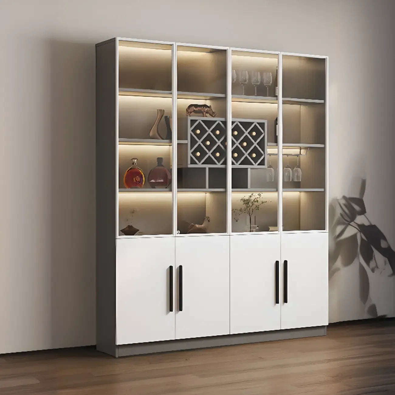 79 Mobile contenitore moderno in legno illuminato per esposizione in interni
